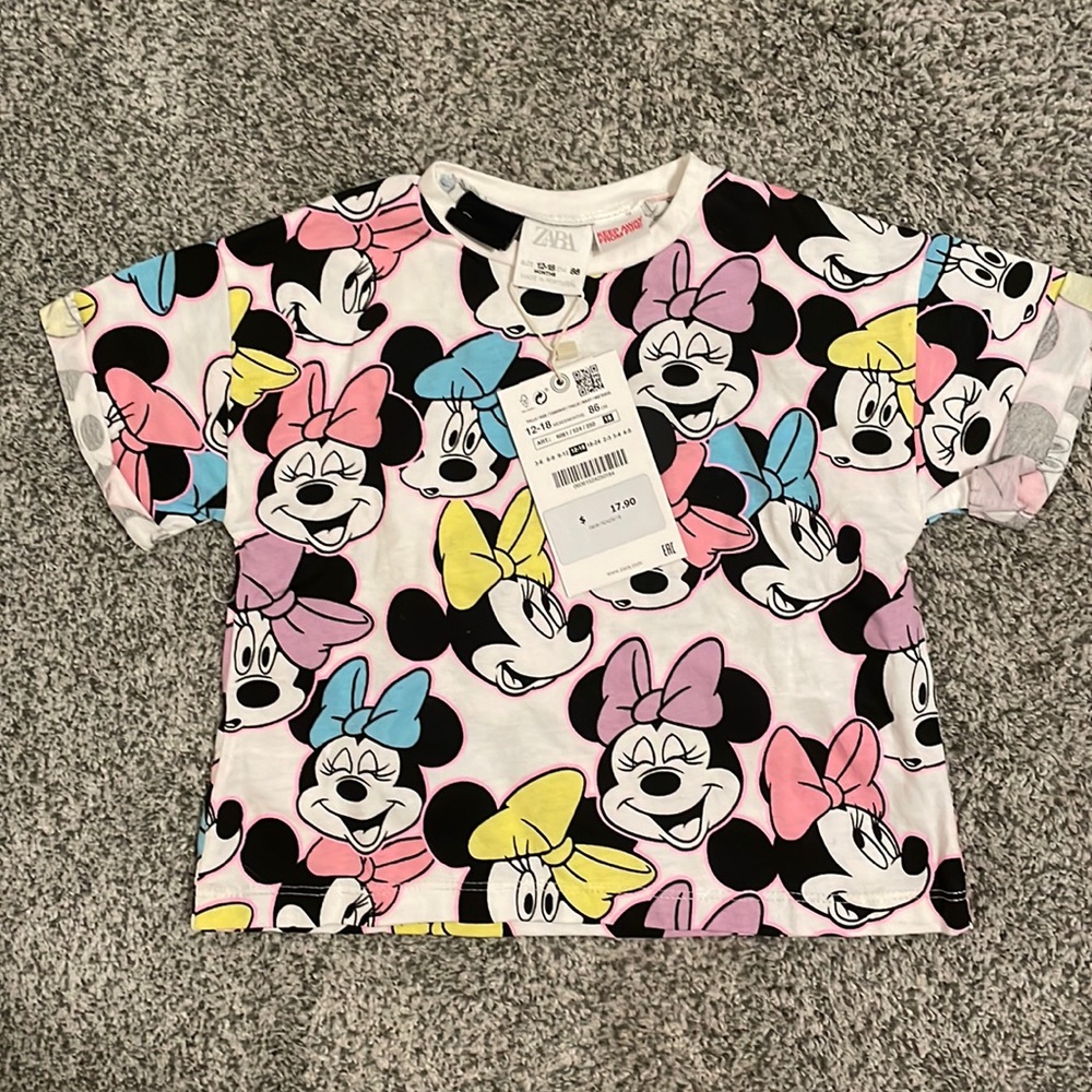 Zara Minnie Mouse Disney T-Shirt 12-18 months NWT